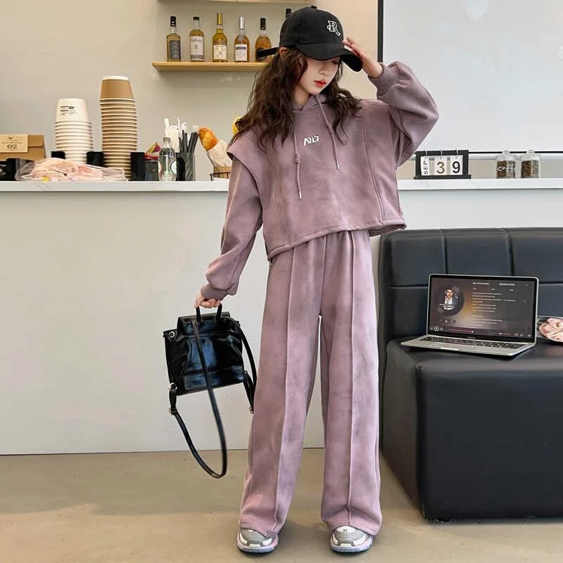 女童卫衣套装2024新款洋气儿童休闲装网红衣服大童女童休闲套装