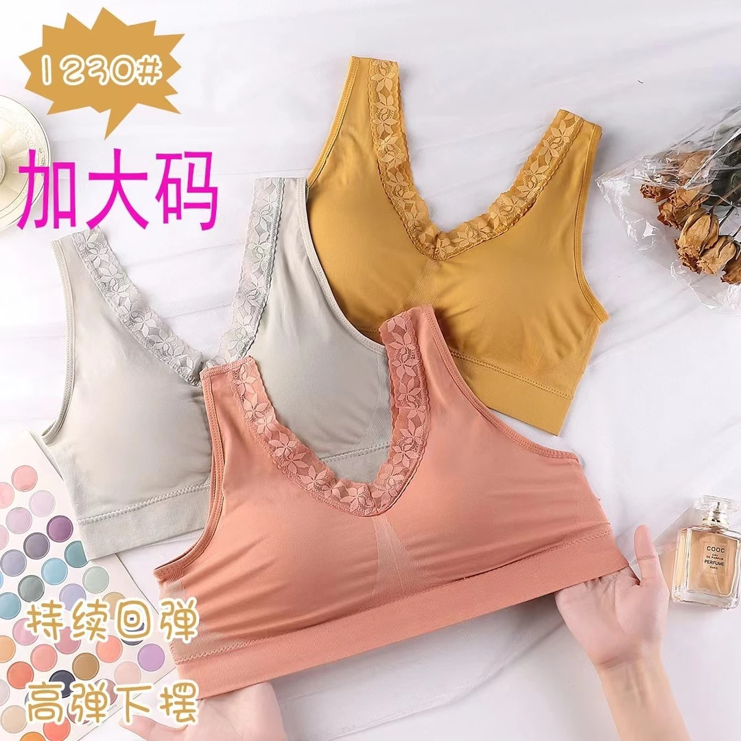 【主播福利款】裸氨棉蕾丝舒适亲肤高弹文胸加大码美背 罩杯可拆洗