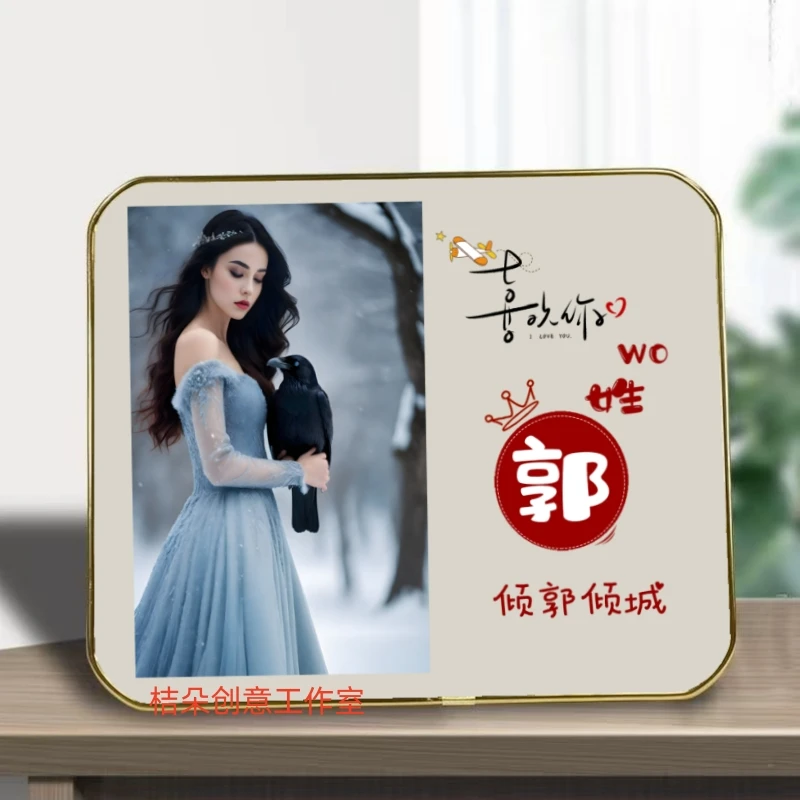 原创姓氏谐音梗摆台客厅全家福摆件一家人桌面装饰画照片定制网红