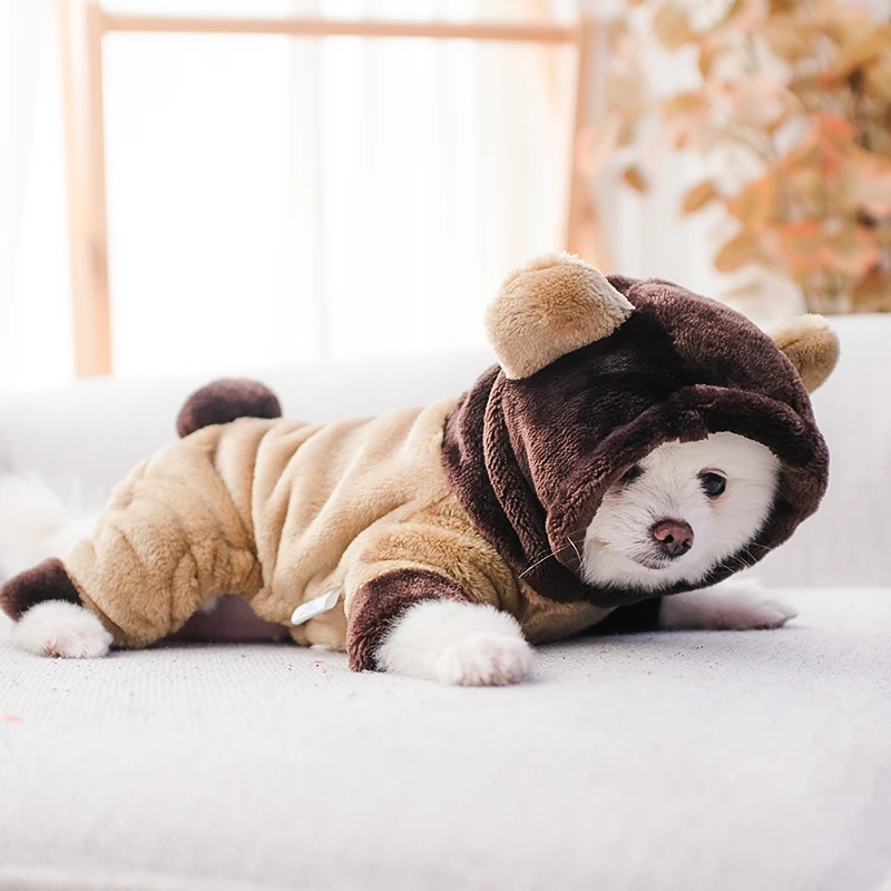 小狗狗衣服秋冬装防掉毛泰迪博美宠物小型犬小熊变身四脚衣服冬天