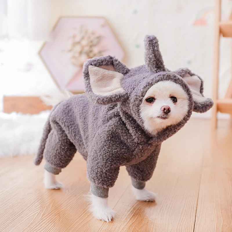 狗狗衣服四脚秋冬装泰迪博美比熊雪纳瑞小型犬冬季加厚宠物变身装