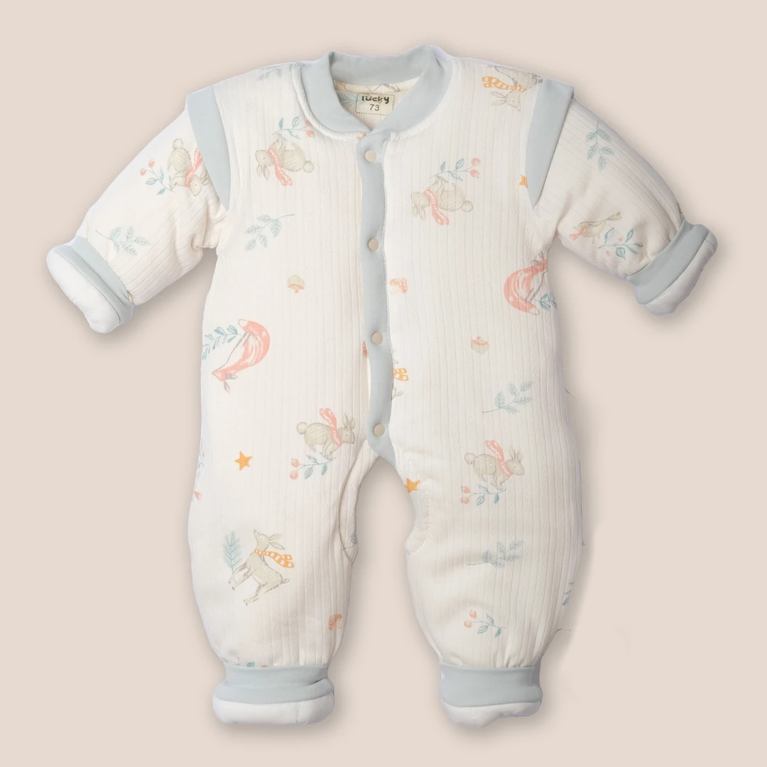 【500克开档】维卡拉贝500克冬款水洗棉花宝宝柔软前闭后开档连体衣