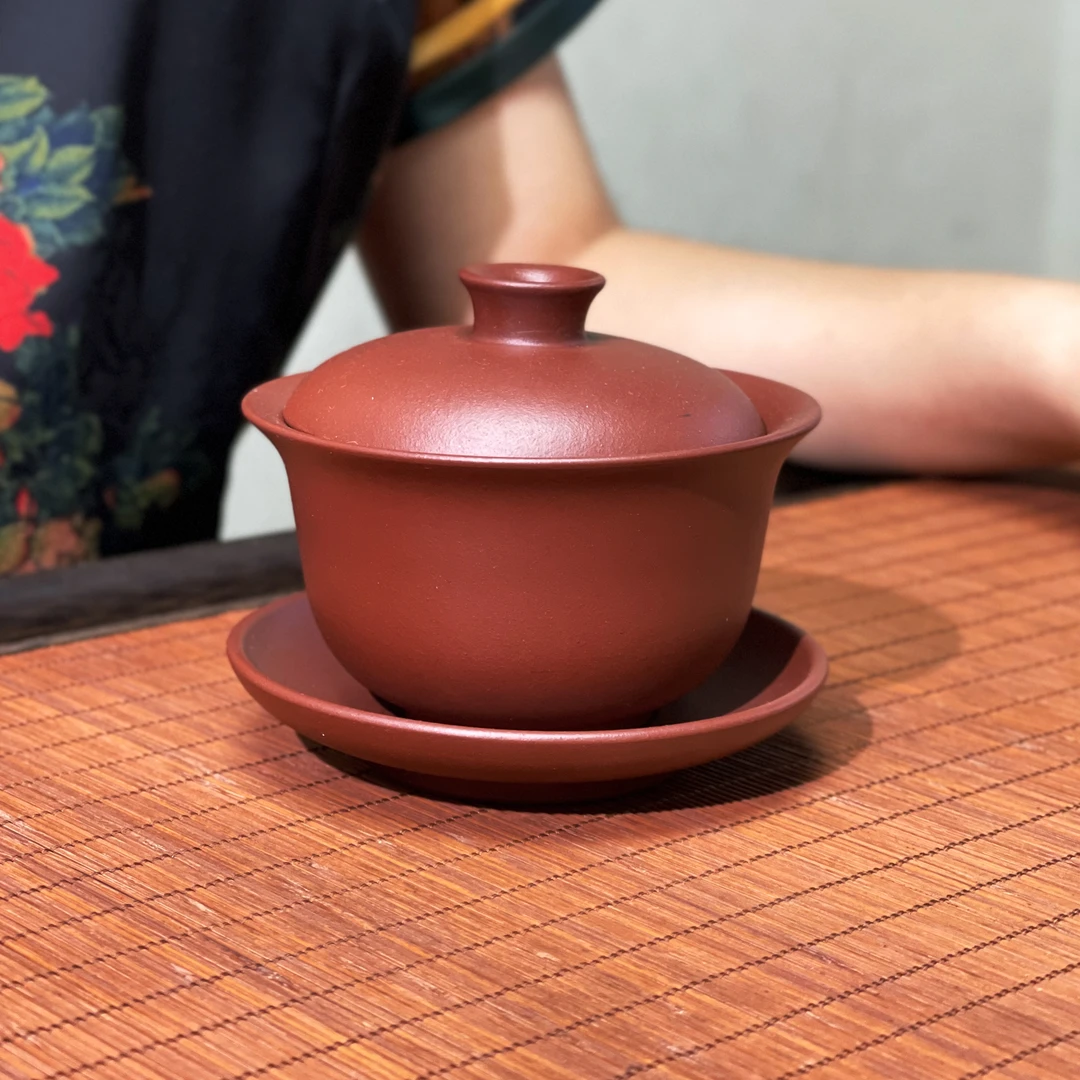 原矿紫泥 半手工 光素器盖碗 150cc 高档茶道  喝茶必备