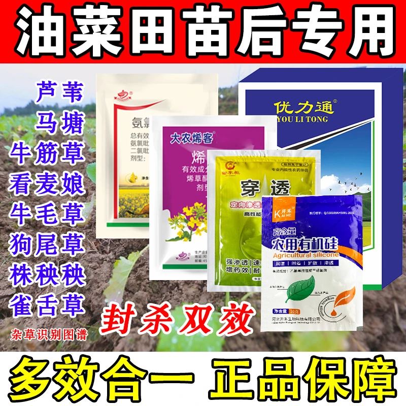 油菜苗后专用除草剂尖叶圆叶多效复配甘蓝型油菜苗后专用除草剂