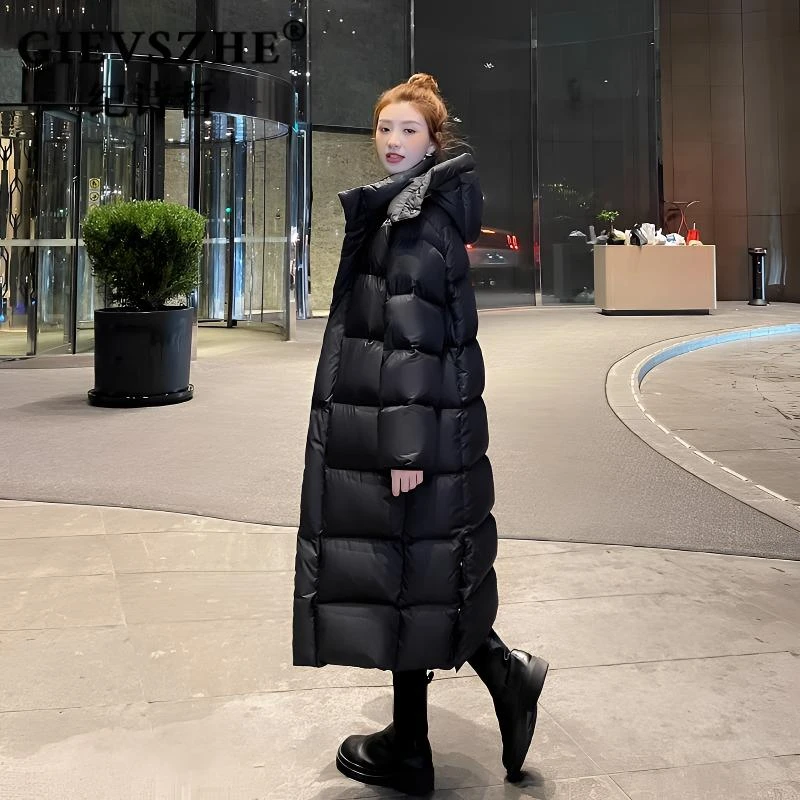 纪诗哲女款羽绒服冬季新款时尚宽松加厚保暖90白鹅绒中长款外套女