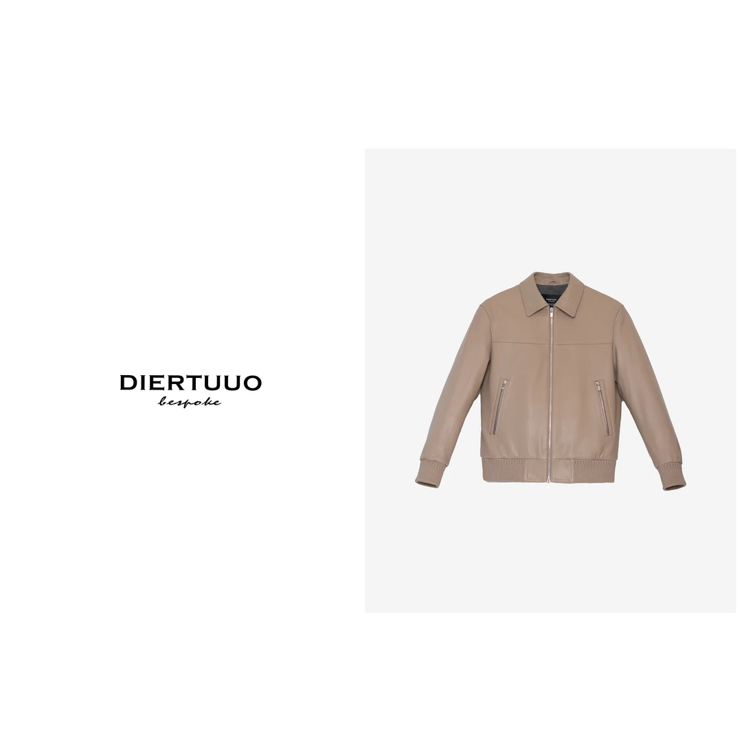 DIERTUUO 迪途-男士早春高品质时尚休闲潮流翻领山羊皮衣D88066