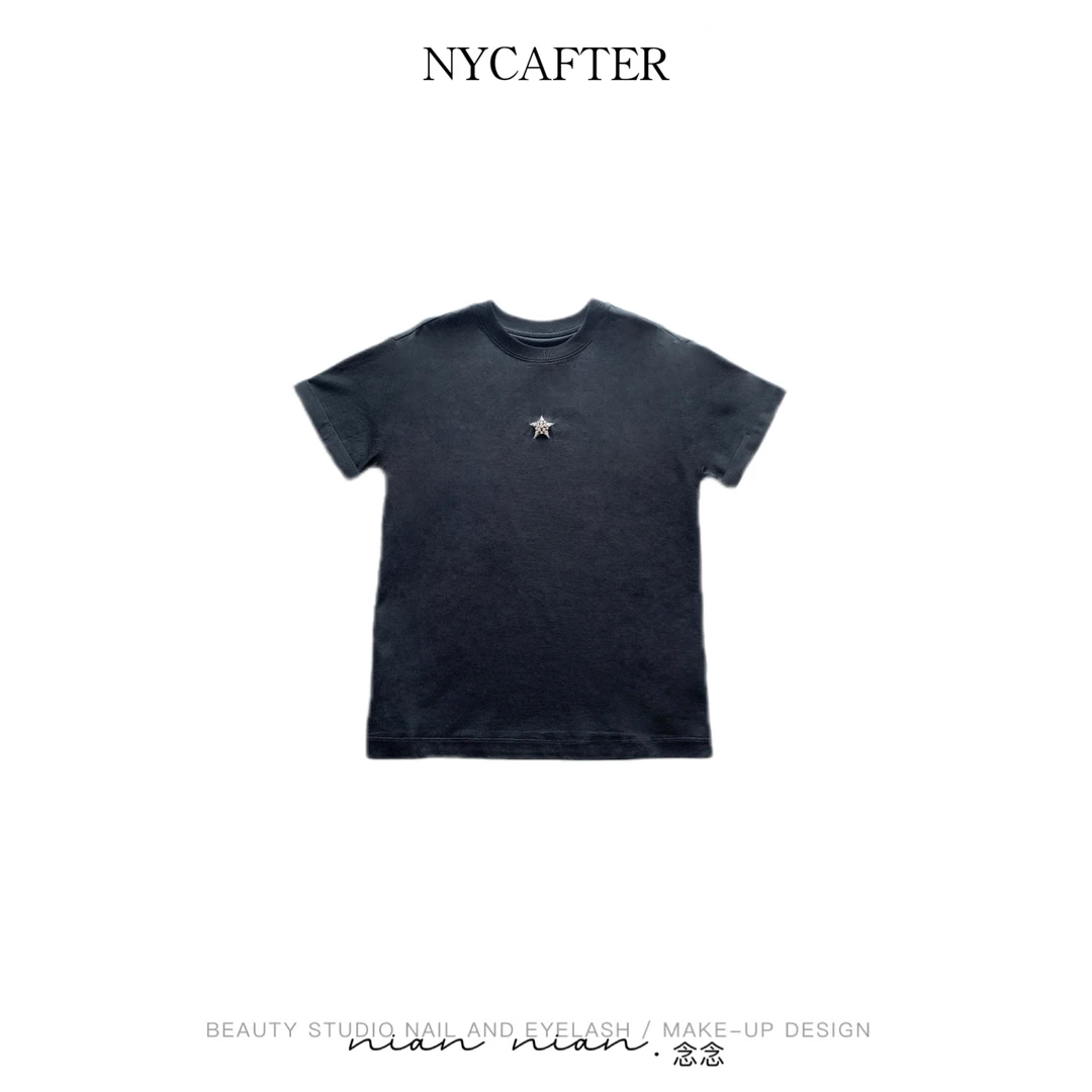【新店】新款[天+丝+棉]星星水钻T恤短袖夏季AA392