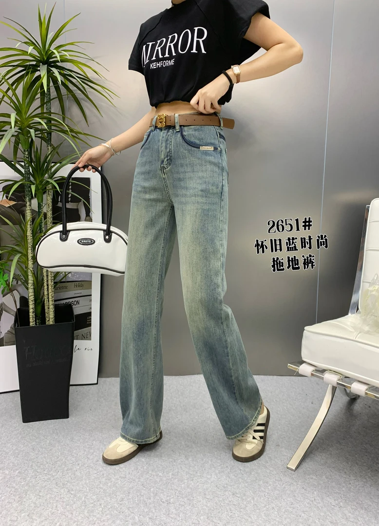 2651春装爱心花直筒裤