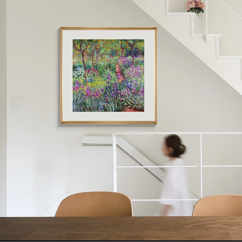 摩马艺品【莫奈花园】美式装饰画手绘油画卧室床头餐厅客厅挂画