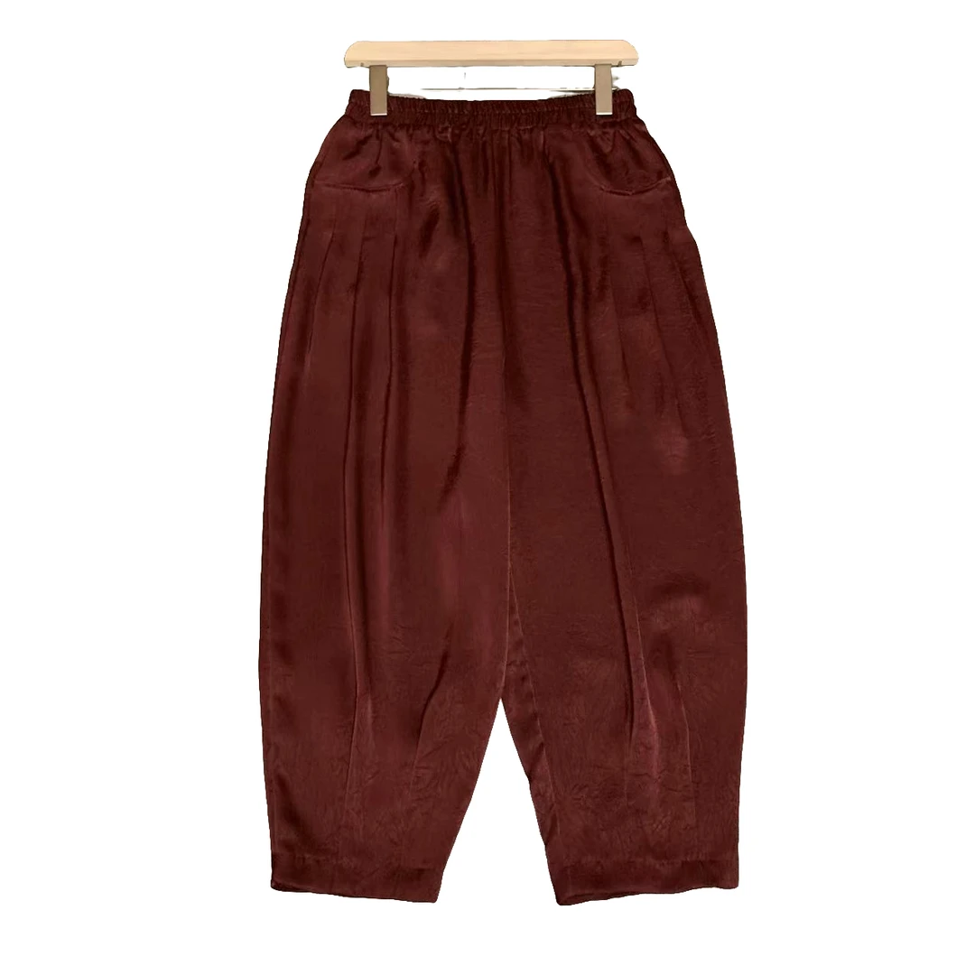 2588#爆款设计潮流休闲压花缎面哈伦裤