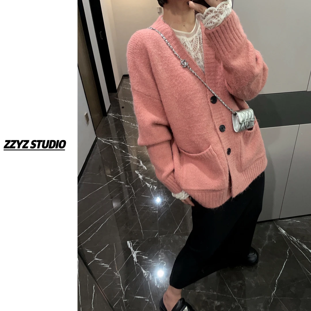 “威尔顿恋人”气质软糯慵懒风针织毛衣开衫复古宽松显瘦长袖外套