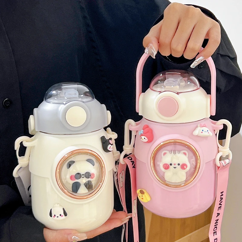 吸管保温杯女生高颜值水杯女大容量学生可爱上学316儿童大肚杯子