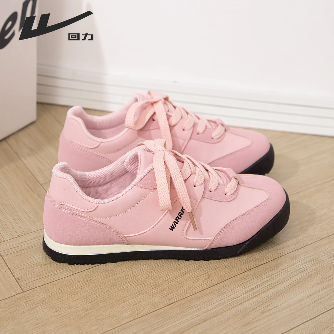 回力樱花粉德训鞋女2025夏季新款透气薄底轻便板鞋休闲运动鞋子