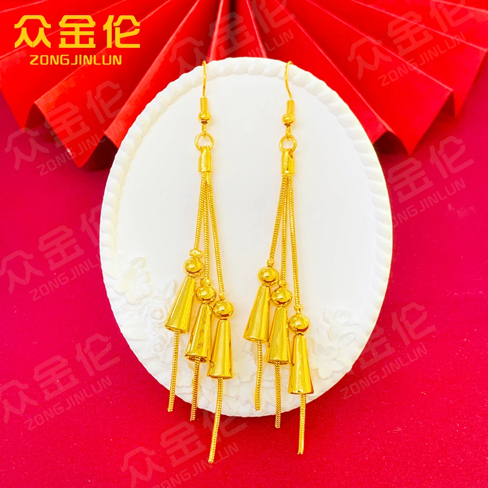 众金伦 铜合金耳饰 高定潮流气质长款晴天娃娃流苏耳钩女款