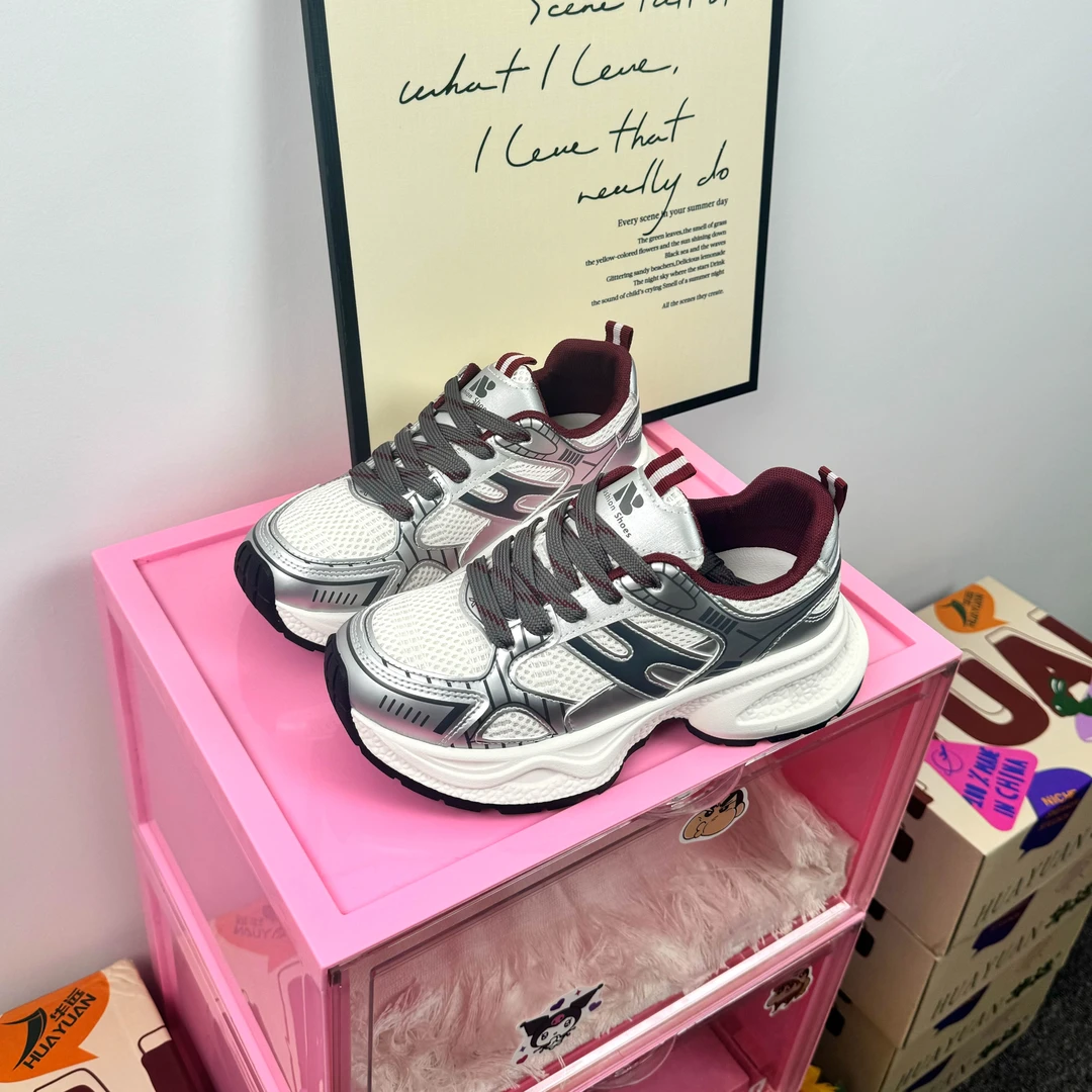 老爹鞋时尚休闲鞋女鞋2025春季新款爆款百搭厚底网面运动鞋5611