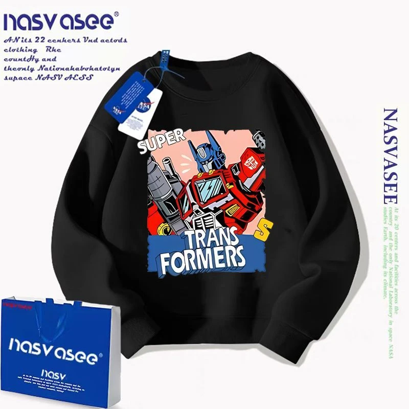 NASVASEE卡通变形战士机器人儿童毛圈卫衣男女中大童秋冬童装长袖