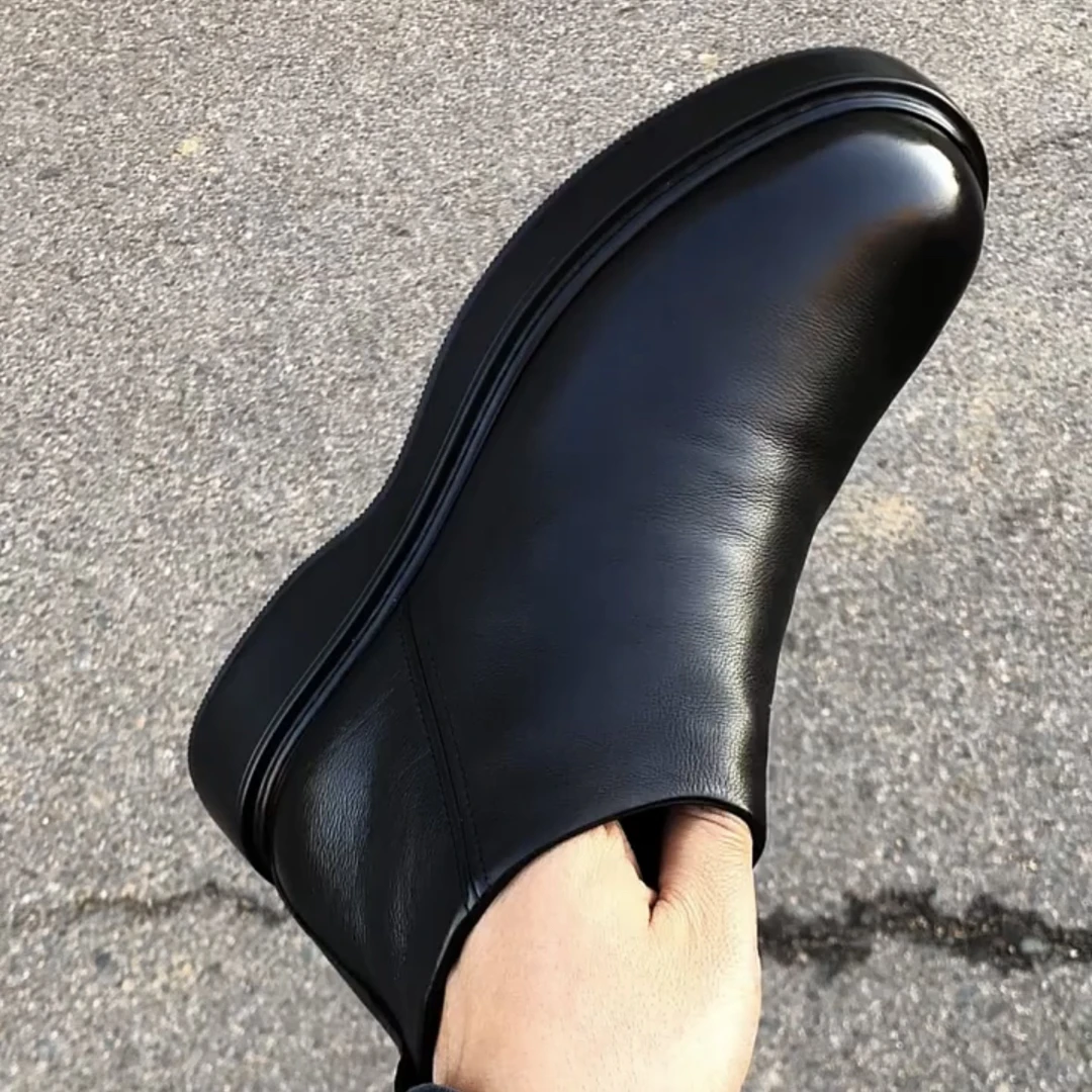 2086欧洲站休闲软头层牛皮商务新款高帮男士鞋皮毛一体休闲男皮鞋