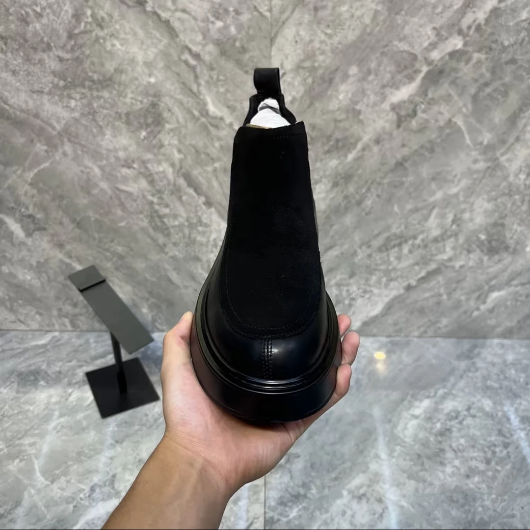 023-13头层牛皮休闲板鞋新款高帮男士黑色鞋透气韩版休闲男皮鞋