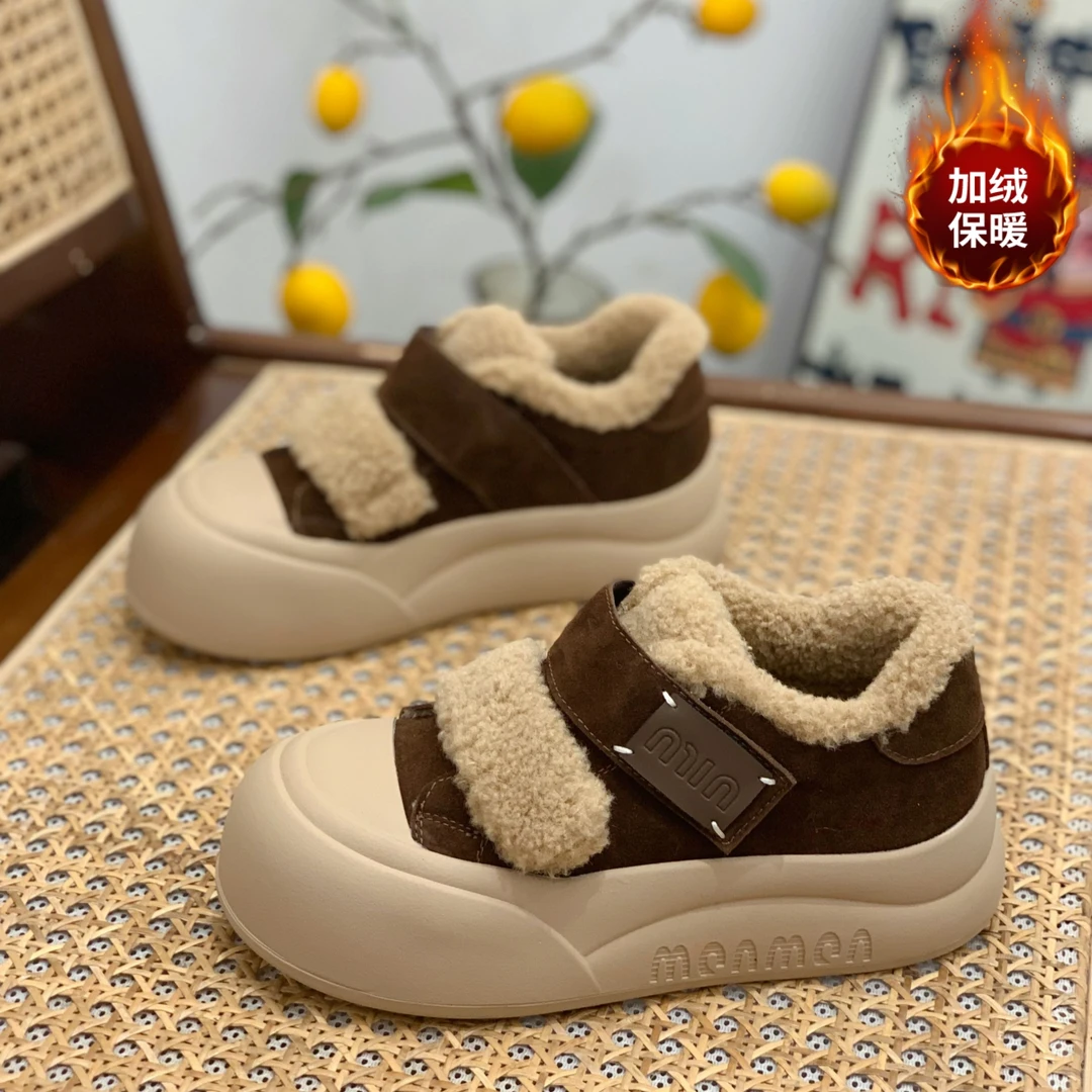 保暖厚底雪地靴女2025冬季新款超火加绒丑萌大头鞋魔术贴雪地棉鞋