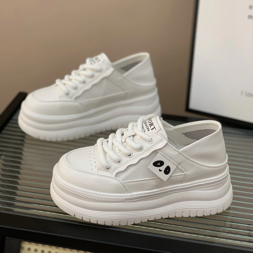 小个子内增高7cm网鞋女2025百搭镂空网面透气真皮两穿小白鞋