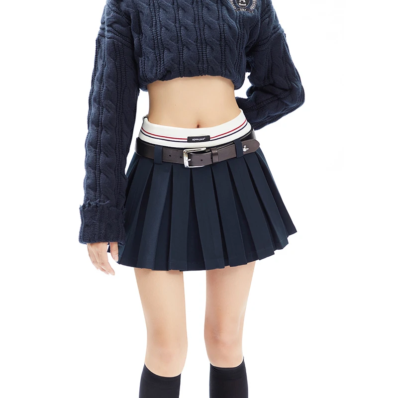 【早春新品】APEA美式高腰a字半身裙复古辣妹百褶短裙【多巴胺】
