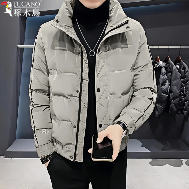 啄木鸟白鸭绒轻薄羽绒服冬季男装新款夹克男士秋冬季外套潮牌短款