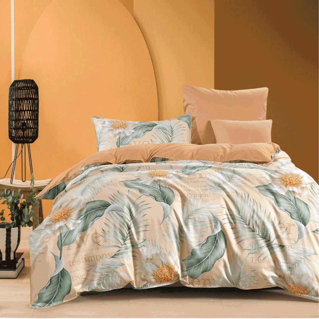 N3522 纯棉60s花边AB单人滚绳被套 悦目倾城米150*200亲肤简约