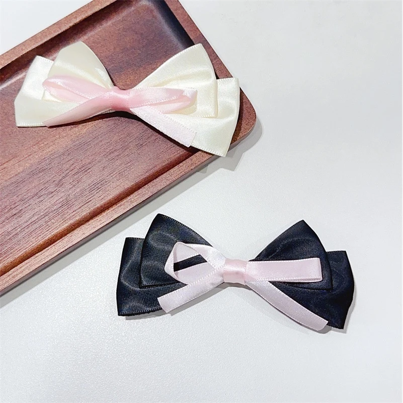 少女法式甜心气质黑色蝴蝶结发夹侧边刘海碎发夹鸭嘴夹发卡发饰Z