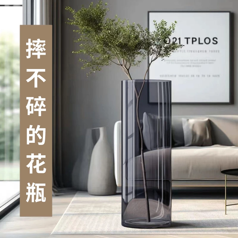 大号防摔花瓶轻奢高级感客厅餐桌插花专用水培器皿仿玻璃亚克力