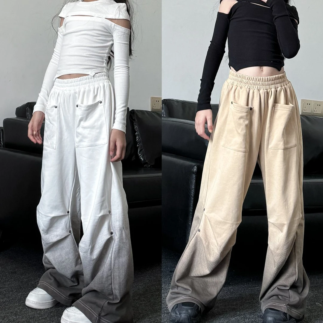 秋季新款童装男女童美式晕染宽松纯棉卫裤长裤儿童街舞爵士舞裤子