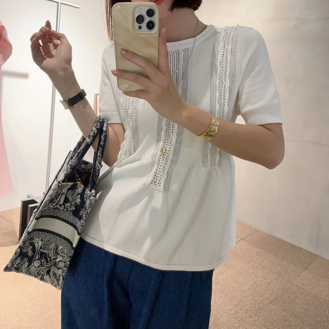 山茶花 短袖夏季百搭宽松圆领小众时尚气质设计感复A145