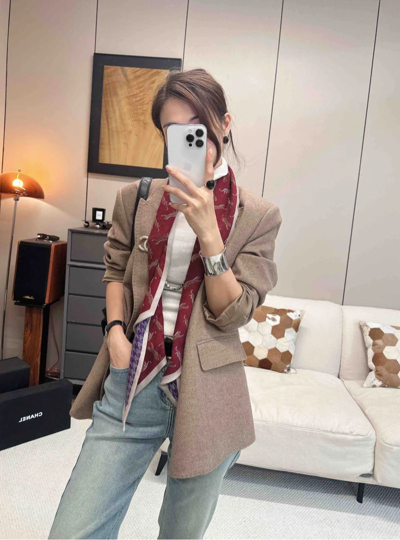 （女神范）精致优雅法式老钱风突出高级感金纺羊毛西装深圳南油