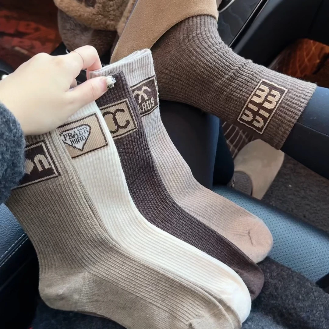 燕麦色系复古大牌风堆堆袜【5双装】DL-29