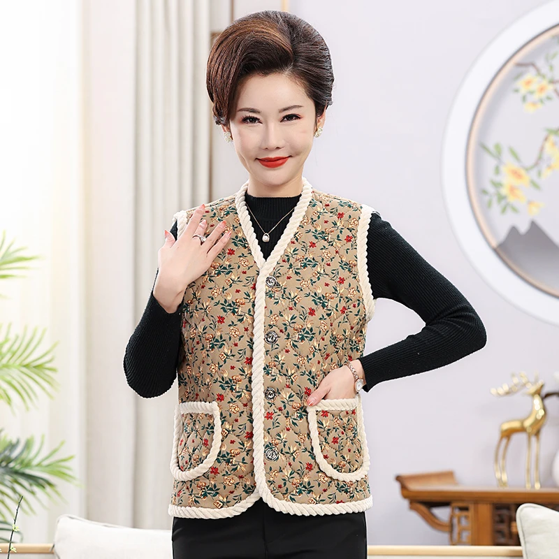 门店【实在巴巴】秋冬新款马甲防寒保暖加绒加厚女背心洋气宽松坎肩