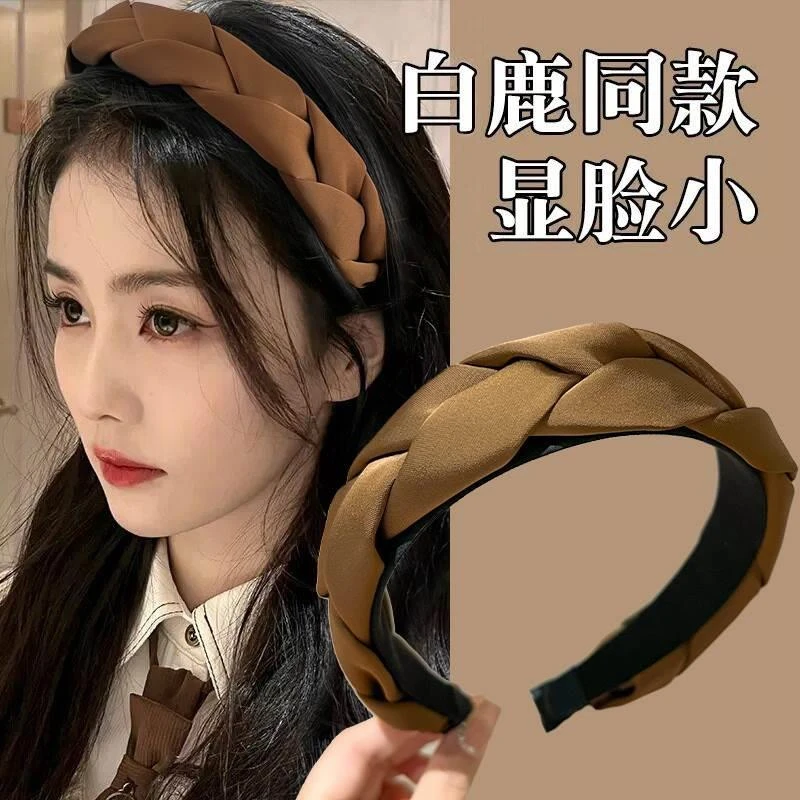 高级感交叉缎面发卡方形发箍高颅顶压发宽边头箍