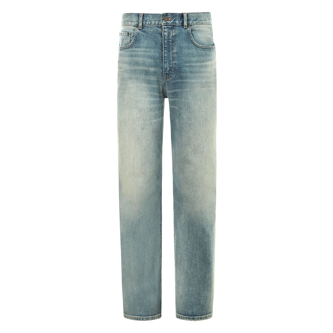 【ApexLongZe】四季·FW同款冰蓝水洗微宽松猫须蓝色蓝色牛仔裤直筒