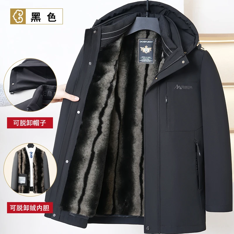 【可拆卸内胆】爸爸冬装加绒加厚棉衣中年男士中老年爷爷装保暖外套