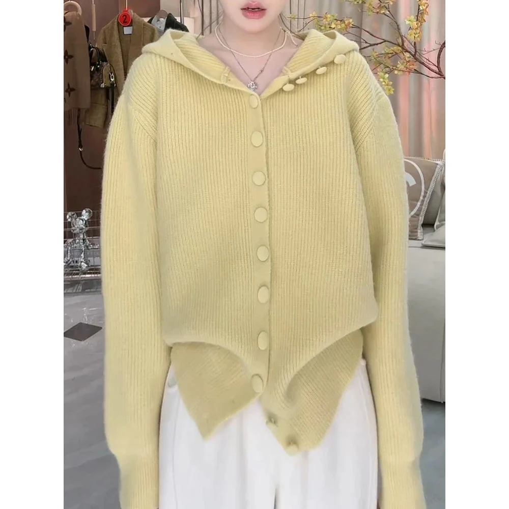 多巴胺氛围感连帽休闲开衫毛衣女秋冬新款宽松慵懒百搭小个子外套