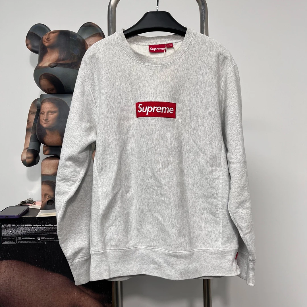 supreme boxlogo灰色卫衣 m 衣长72 胸围52