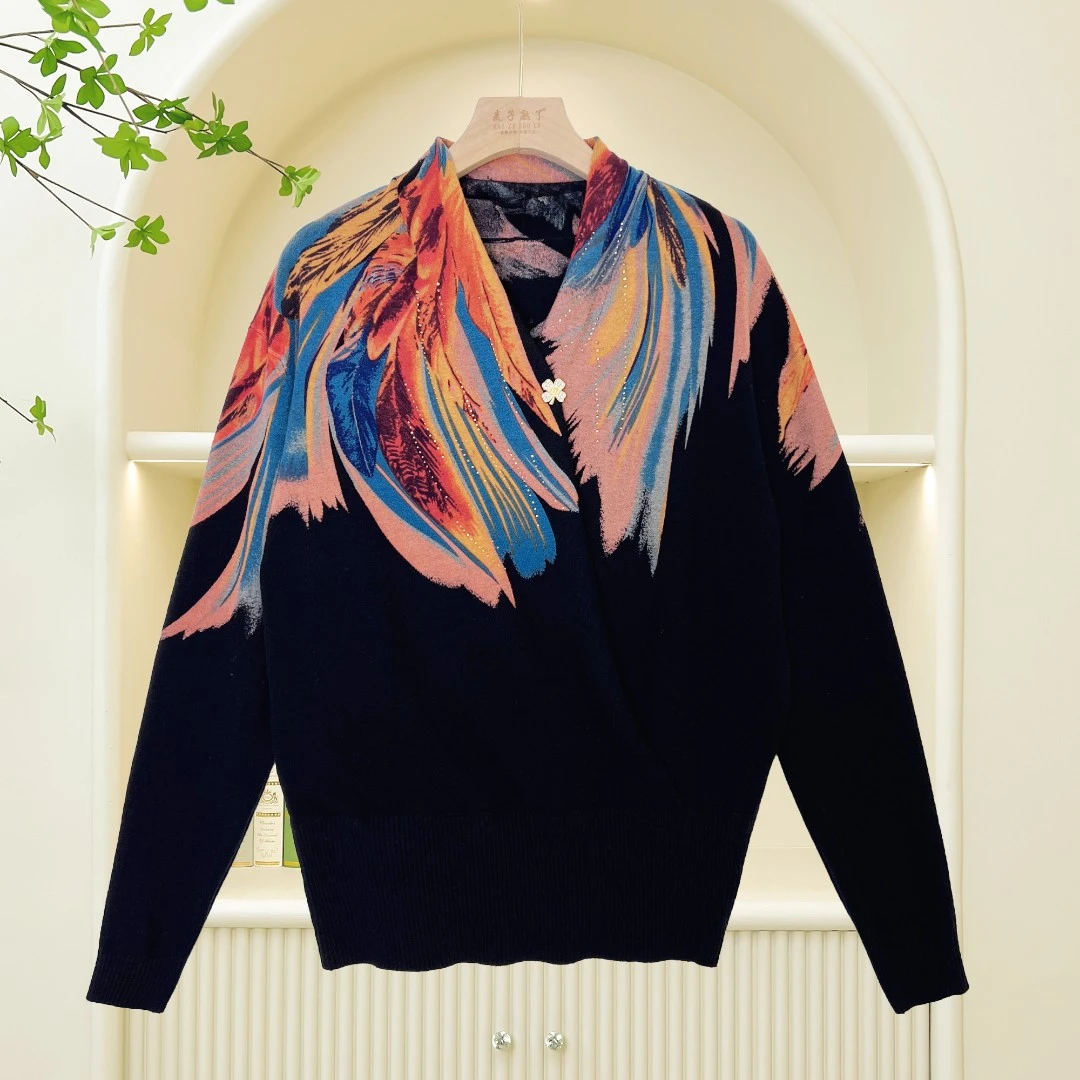 2024秋装新款妈妈装春秋季打底衫气质长袖洋气时尚宽松针织衫