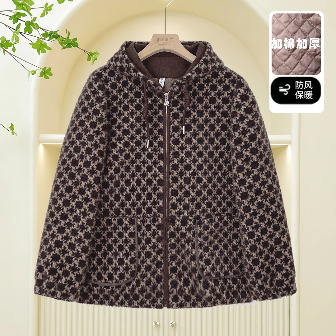 小个子妈妈冬装洋气秋冬新款仿水貂绒外套加棉加厚秋冬阔太太