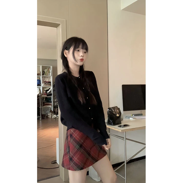 【陈仔4Ever】秋冬圆领纯修身色简约百搭时尚气质长袖针织衫女6635