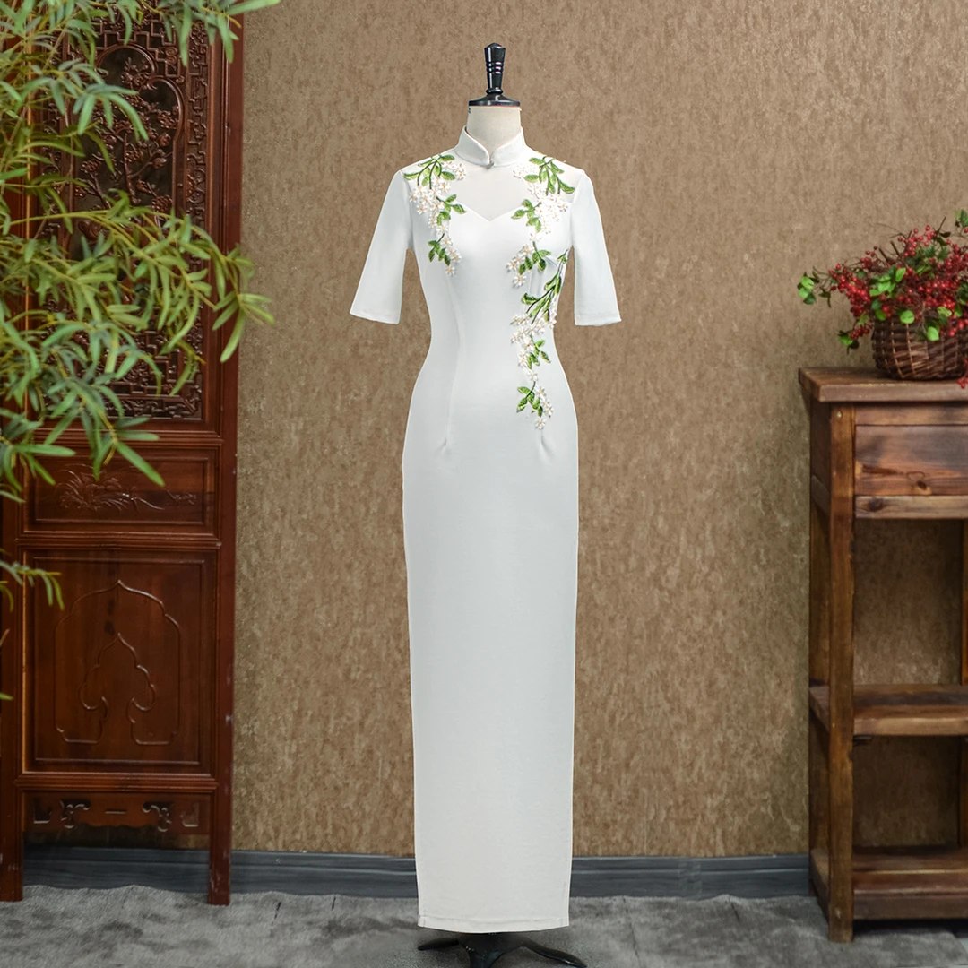 【姚君老师粉丝专属】金枝玉叶袖旗袍日常走秀气质中式修身款