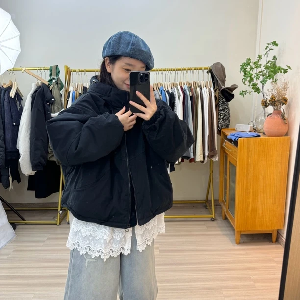 自制宽松显瘦百搭显瘦连帽棉服外套