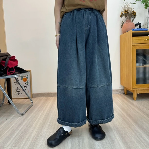 冬款宽松百搭显瘦加绒加厚松紧气球裤