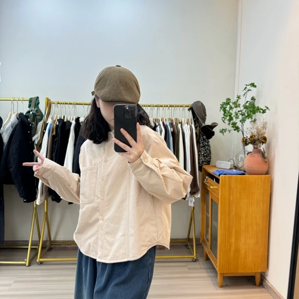 自制宽松显瘦百搭休闲加棉小口袋衬衫