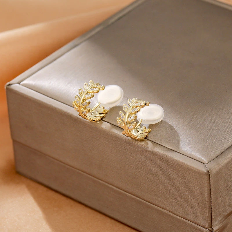 合金硅胶耳饰 精致树叶蚊香盘耳夹女无耳洞耳环小众设计感耳饰