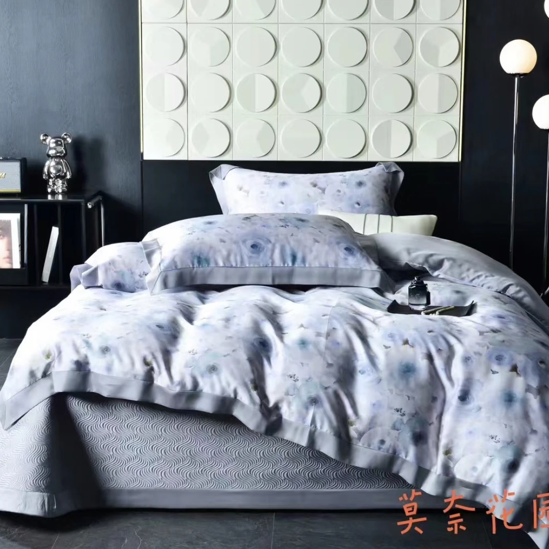 数码印花床盖款四件套标准～T088莫奈花园