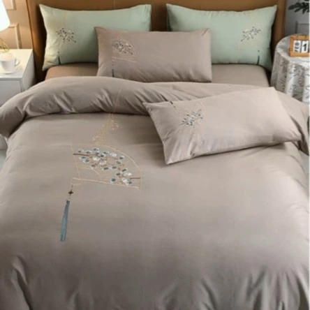 某某森大版刺绣四件套～清风徐来灰加大