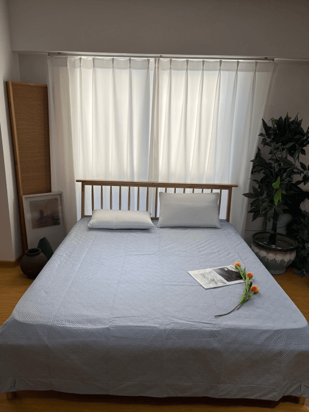 单床盖长绒棉纯色床盖250*250～桃青灰